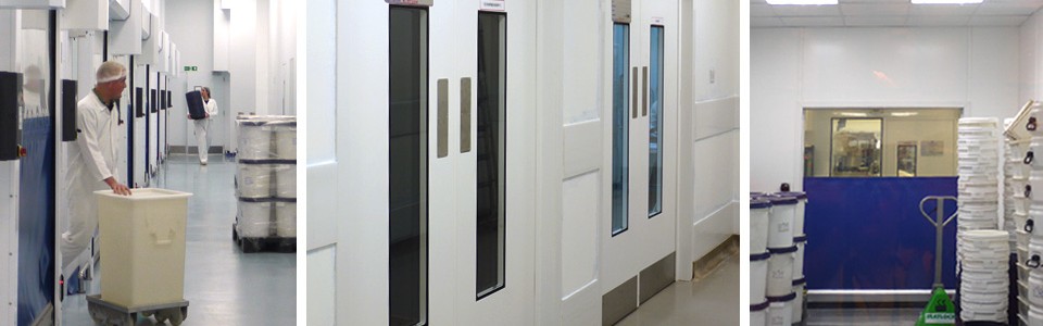 Double & single steel door sets. Manual or automatic. Emergency kick out panels. Airlocks.